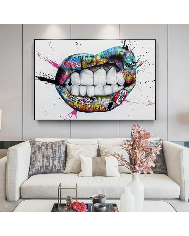 Graffiti Lippen Leinwand