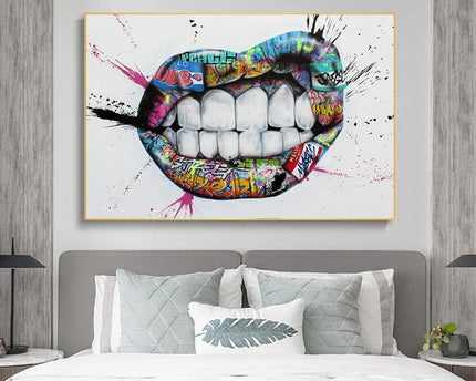 Graffiti Lippen Leinwand